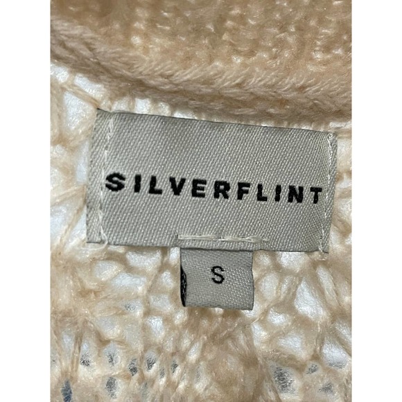 Silverflint Womens Open Front Cardigan Sweater Cream Knit Dolman S - Picture 9 of 10